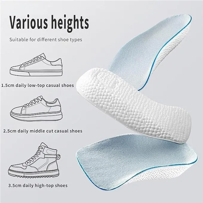2 Pairs Orthopedic High Pads 1.0,Height Increase Insoles, Orthopedic high Pads for Men Women,Soft Arch Support Insoles for Flat Feet (Black, 1.37in/3.5cm)