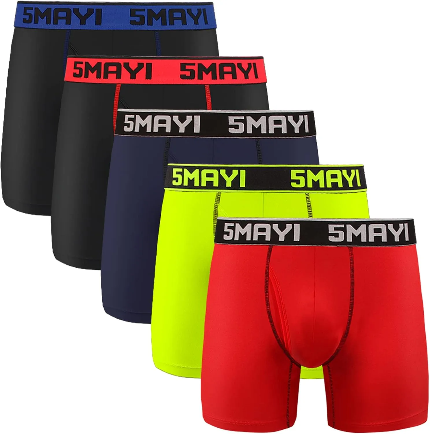 5Mayi Men's Boxer Briefs Fly Front with Pouch Athletic Mens Underwear Performance Boxer Briefs for Men Pack