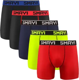 5Mayi Men's Boxer Briefs Fly Front with Pouch Athletic Mens Underwear Performance Boxer Briefs for Men Pack