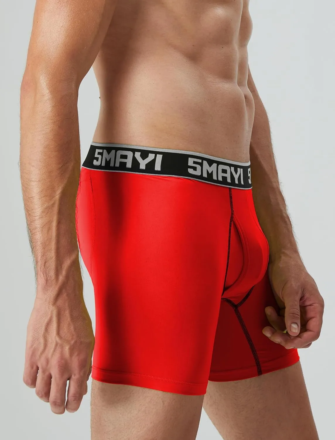 5Mayi Men's Boxer Briefs Fly Front with Pouch Athletic Mens Underwear Performance Boxer Briefs for Men Pack