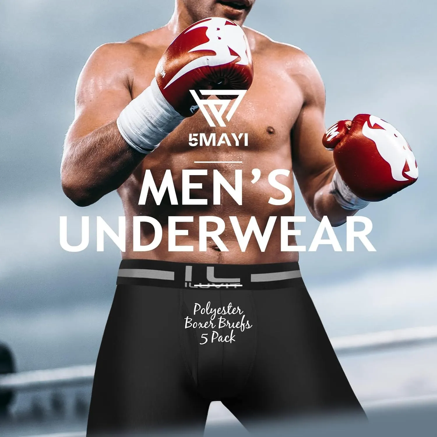 5Mayi Men's Boxer Briefs Fly Front with Pouch Athletic Mens Underwear Performance Boxer Briefs for Men Pack
