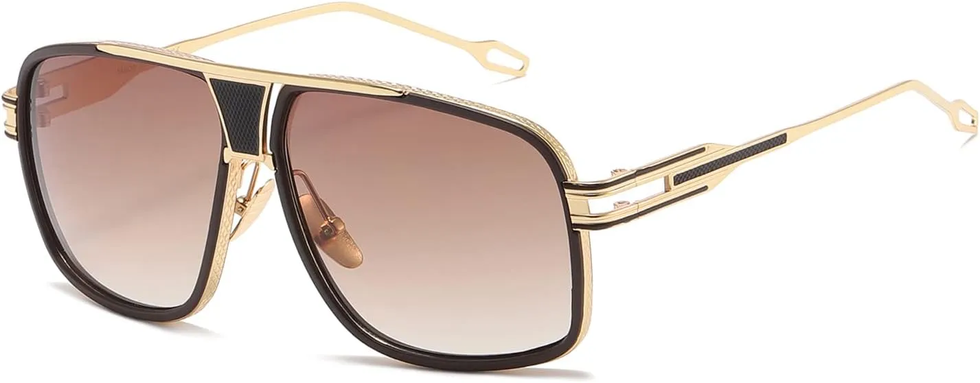 AEVOGUE Sunglasses For Men Goggle Alloy Big Frame Metal Punk Style Shield AE0336