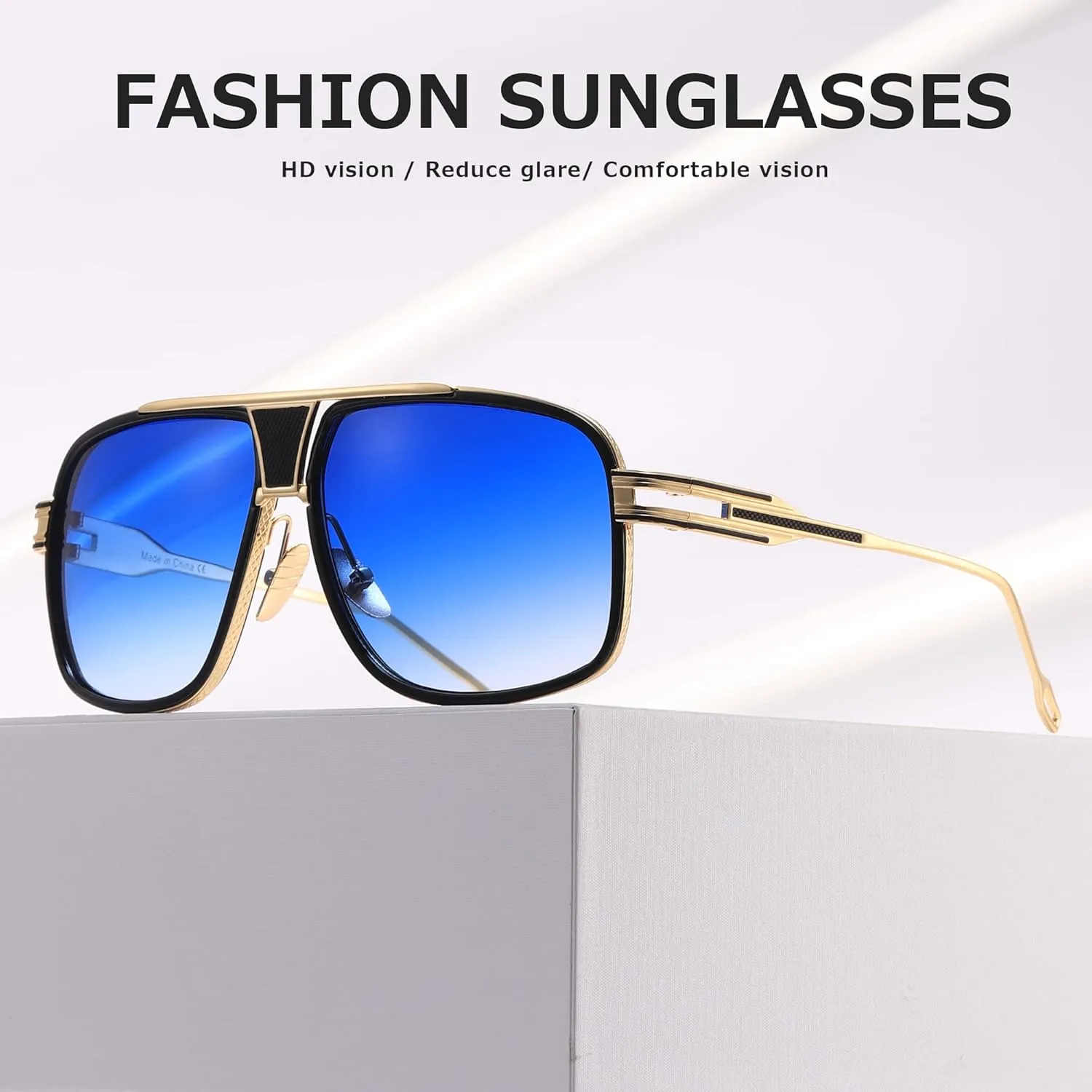 AEVOGUE Sunglasses For Men Goggle Alloy Big Frame Metal Punk Style Shield AE0336