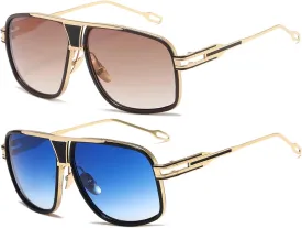 AEVOGUE Sunglasses For Men Goggle Alloy Big Frame Metal Punk Style Shield AE0336