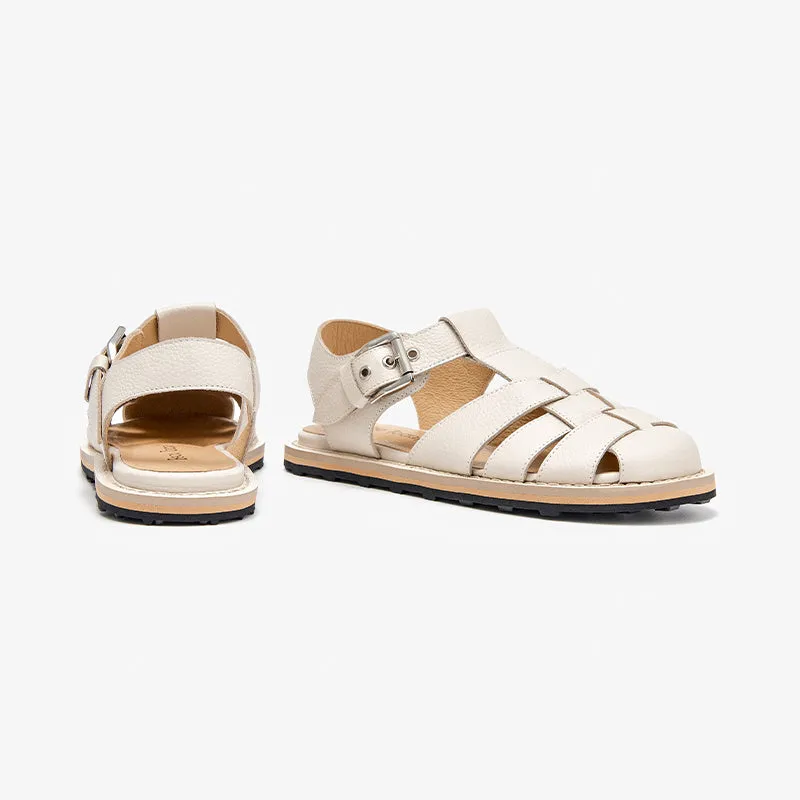 BeauToday Leather Round Closed-Toe Gladiator Fisherman Shoes for Women