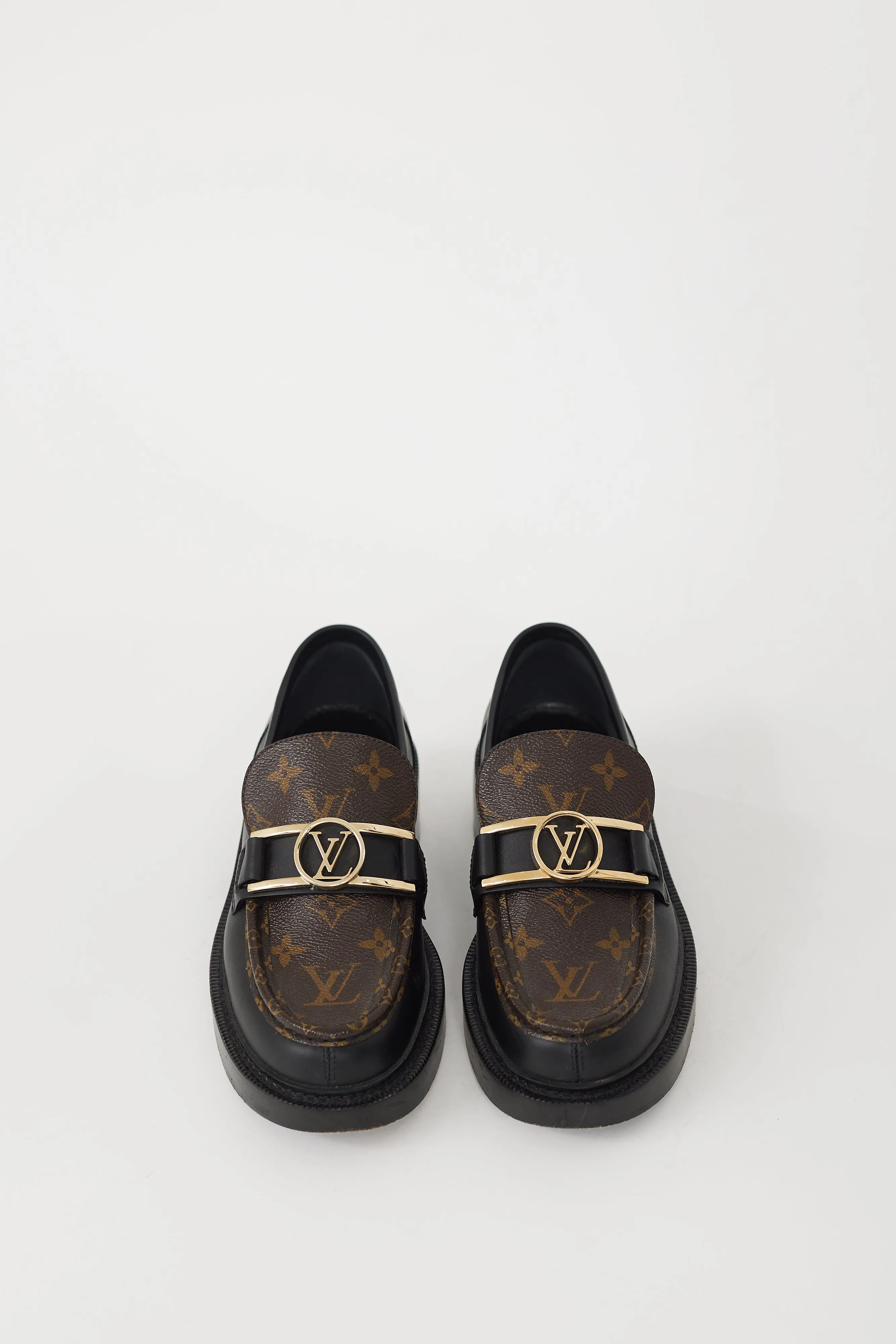 Black & Brown Leather Academy Monogram Loafer