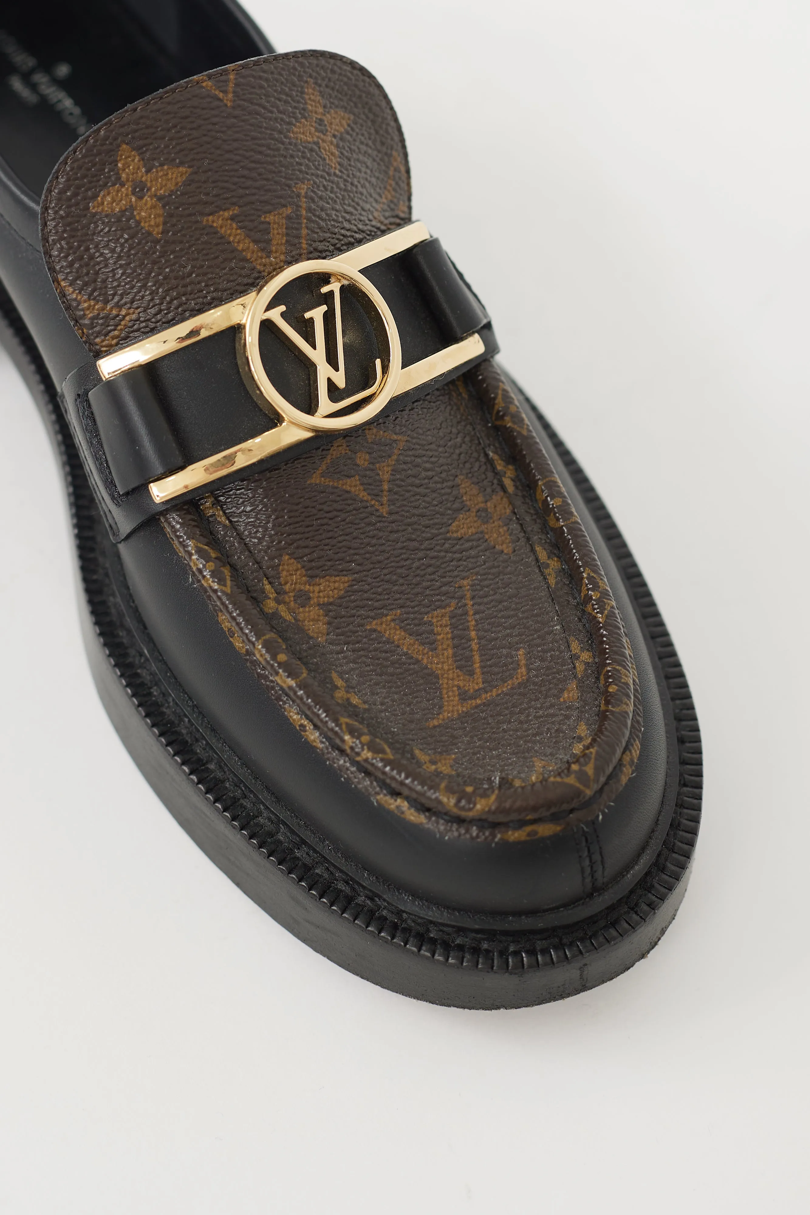 Black & Brown Leather Academy Monogram Loafer