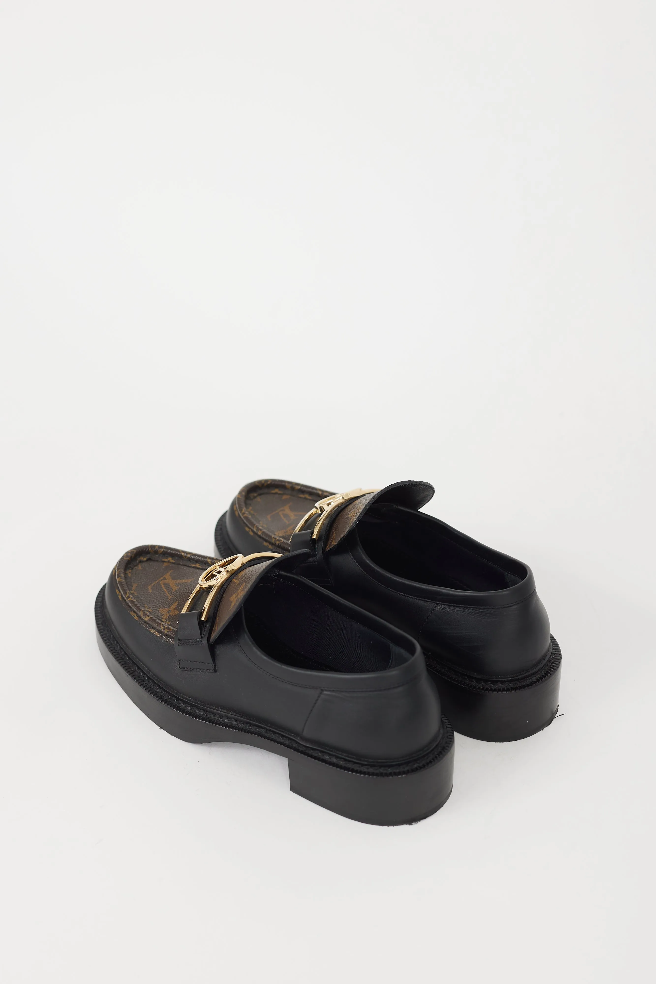 Black & Brown Leather Academy Monogram Loafer