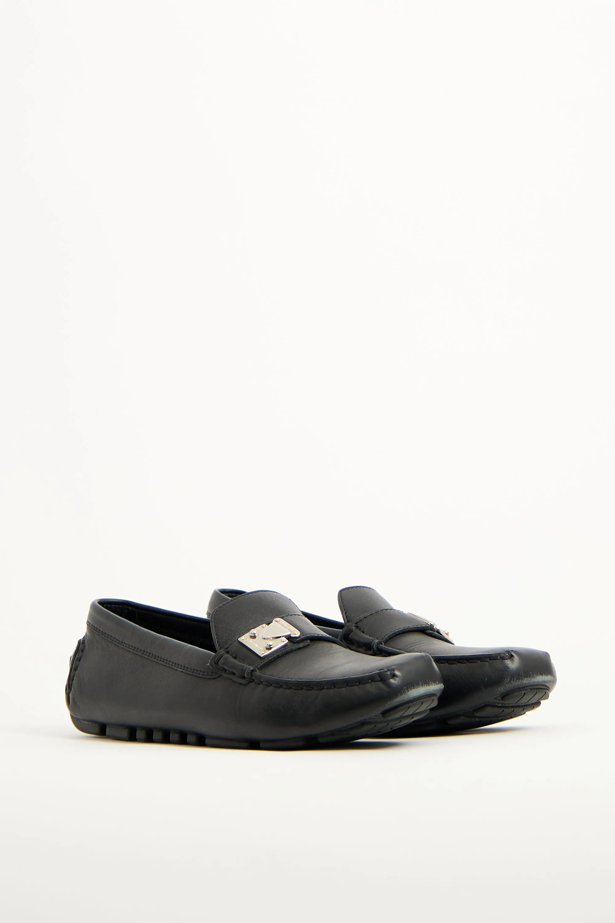 Black Leather S-Lock Driving Loafer