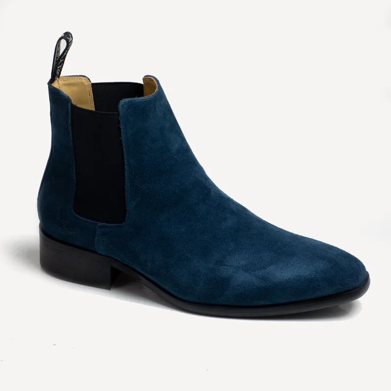 Byron High Heel Boot - Suede Blue