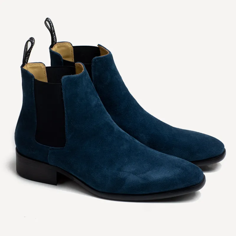 Byron High Heel Boot - Suede Blue