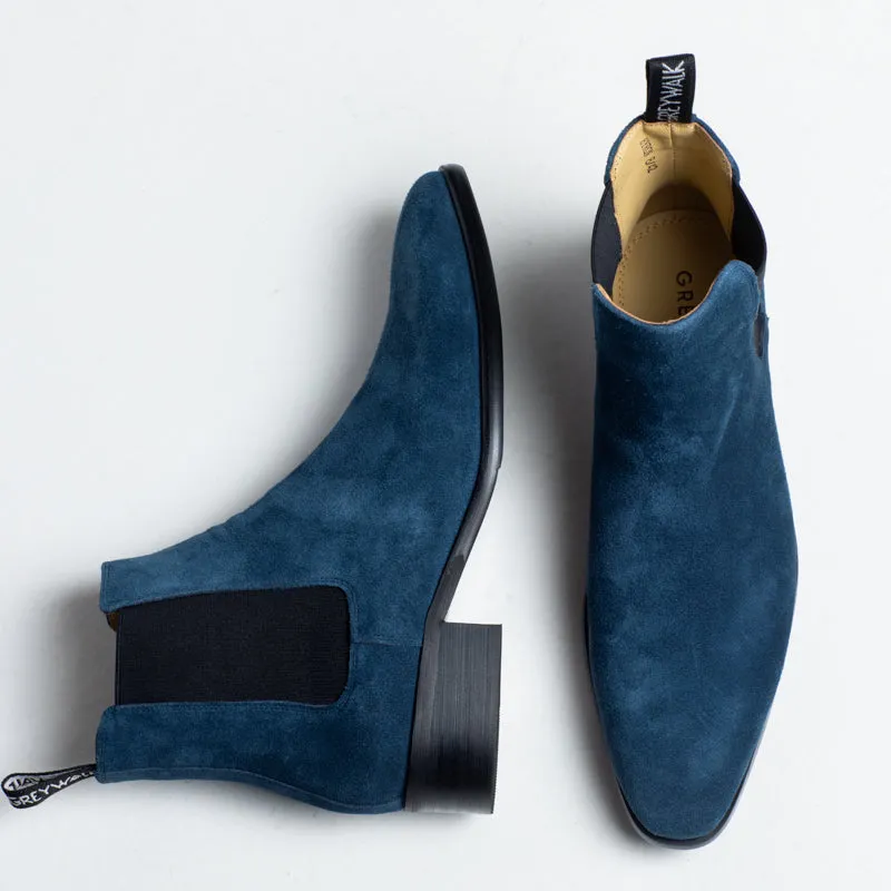 Byron High Heel Boot - Suede Blue
