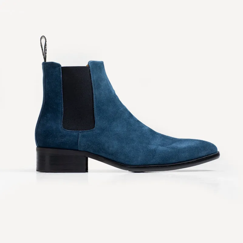 Byron High Heel Boot - Suede Blue
