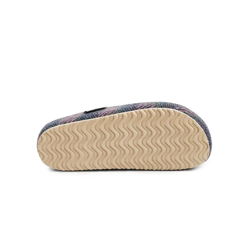 Charlotte - Harris Tweed Slipper Clog - Denim / Pink Stripe