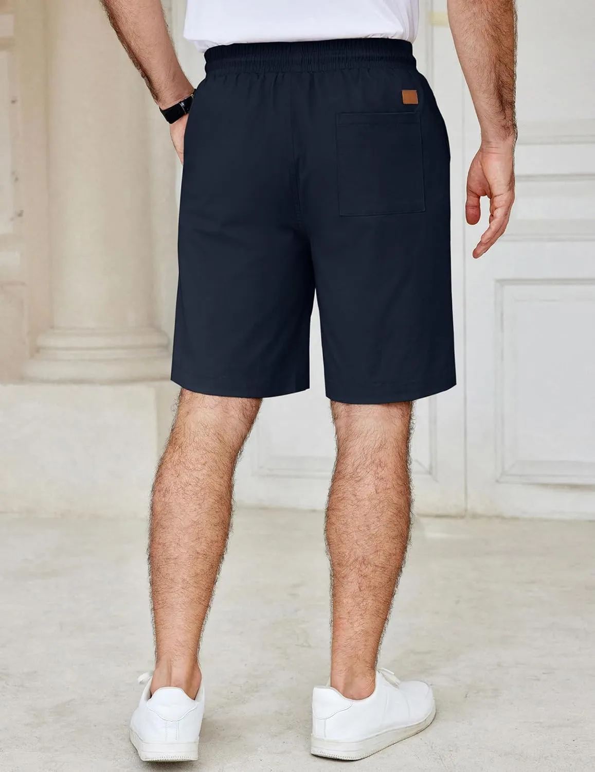 COOFANDY Men's Casual Shorts Cotton Elastic Waist Drawstring Shorts Lightweight Summer Beach Shorts