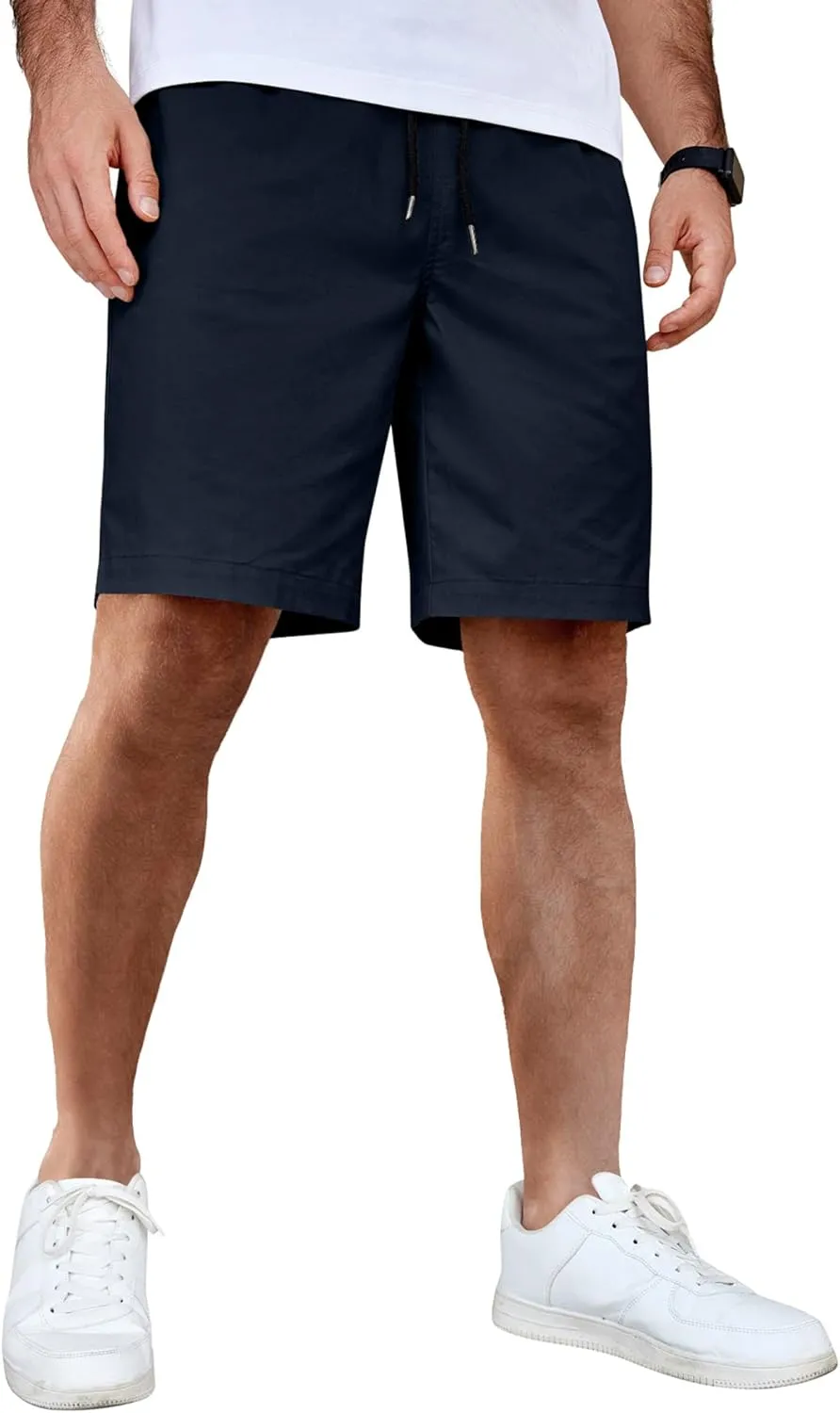 COOFANDY Men's Casual Shorts Cotton Elastic Waist Drawstring Shorts Lightweight Summer Beach Shorts
