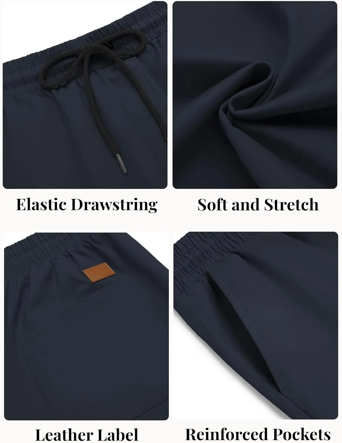 COOFANDY Men's Casual Shorts Cotton Elastic Waist Drawstring Shorts Lightweight Summer Beach Shorts