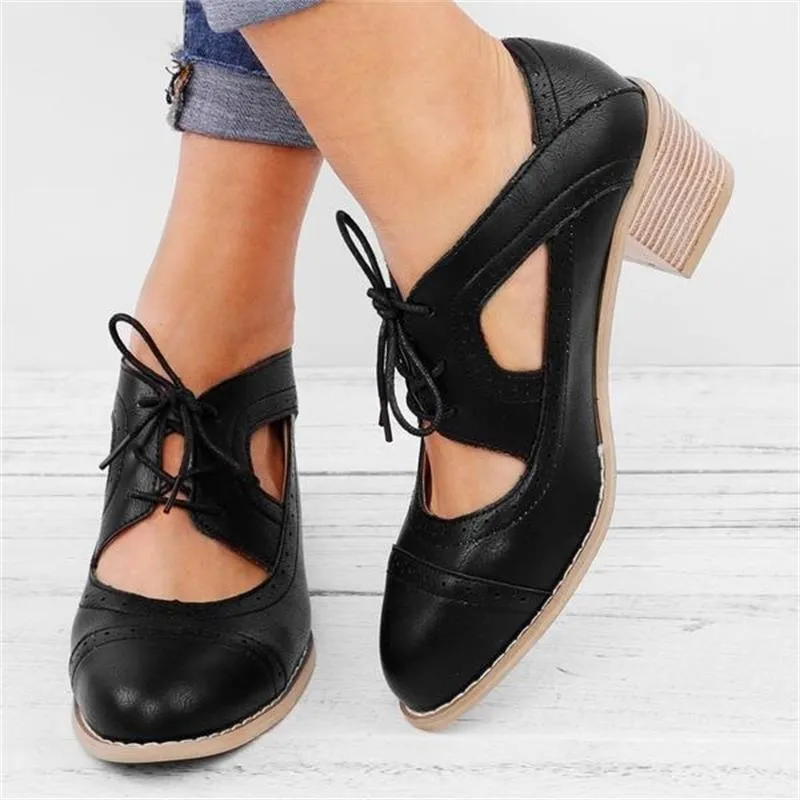 elveswallet British Style Hollow Out Platform Shoes