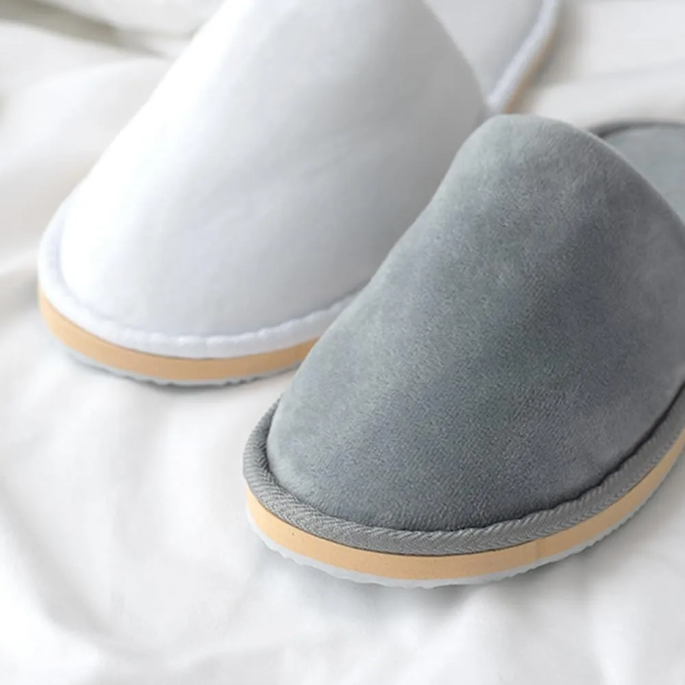 GONG GONG 6 Pairs Non Slip Disposable Slippers, Washable & Reusable, Closed Toe Crystal Velvet Slipper for Guest, Bathroom, House, Hotel, Party, SPA, Wedding