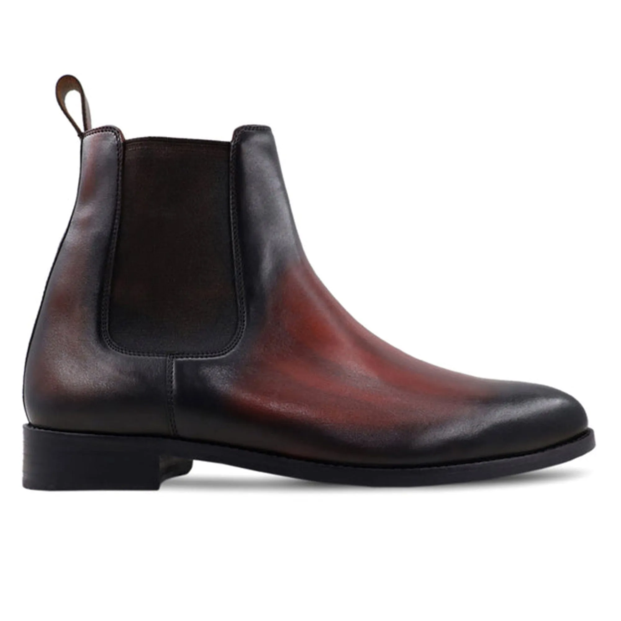 Handmade Customisable Black & Brown Finish Leather Chelsea Boots For Men
