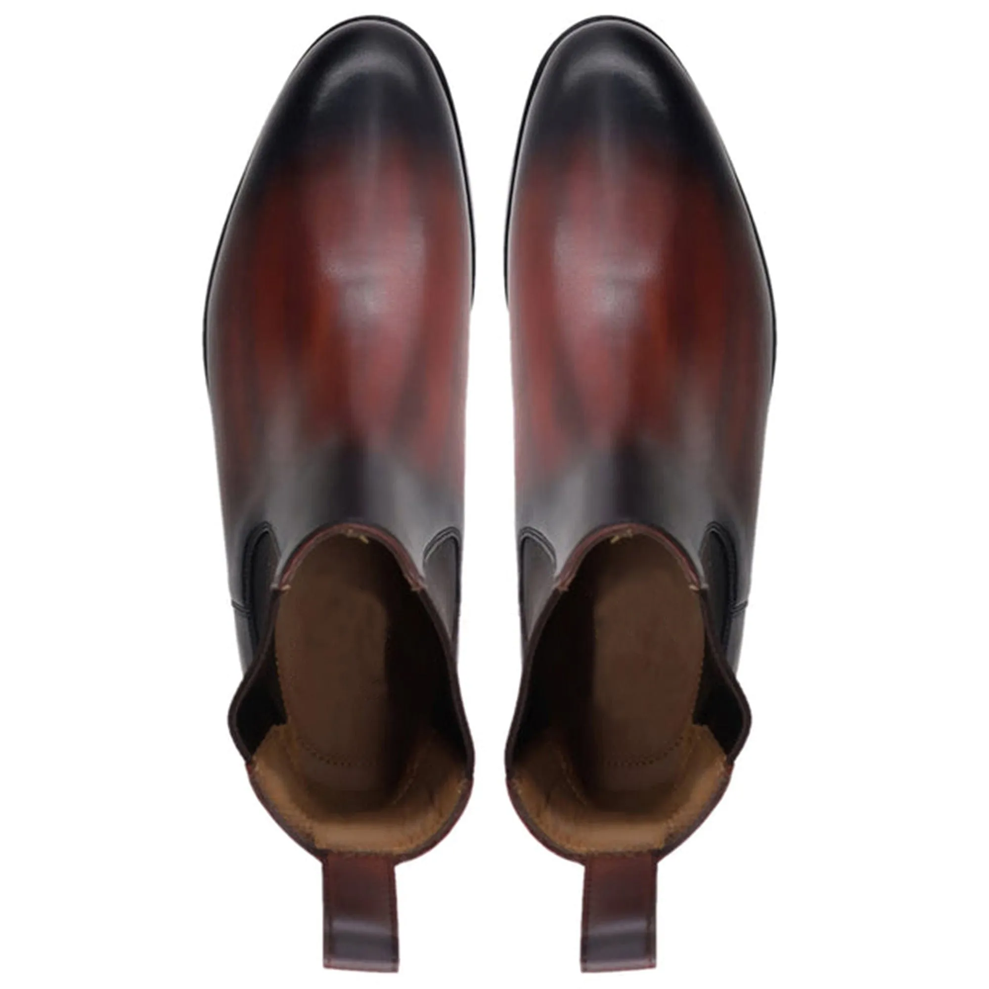 Handmade Customisable Black & Brown Finish Leather Chelsea Boots For Men