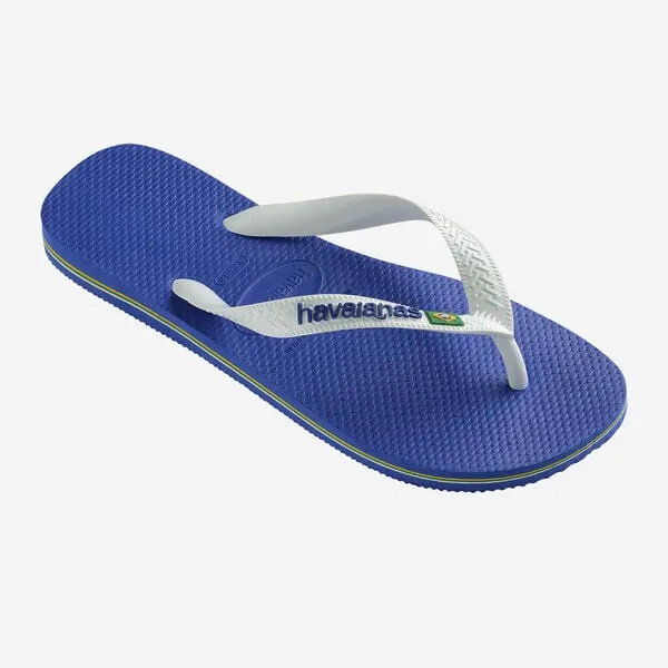 Havaianas Brasil Logo Flip Flops - Marine Blue/ White Strap