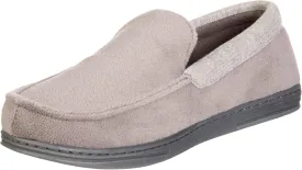 isotoner Men's Microterry and Waffle Travis Moccasin Slippers With Memory Foam Insole and Durable Rubber Outsole