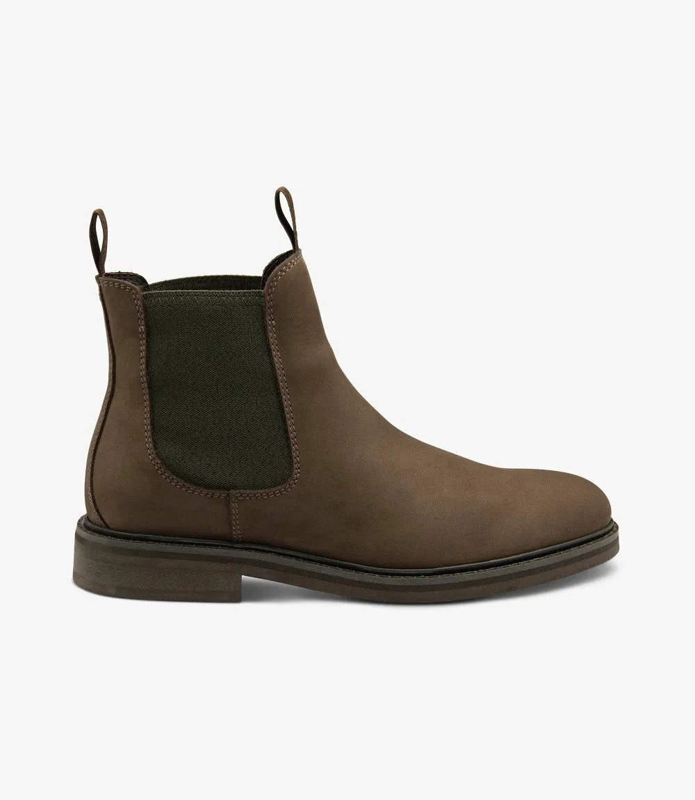LOAKE DUCKSWORTH BROWN CHELSEA BOOT SLIP ON RUBBER SOLE F-MEDIUM