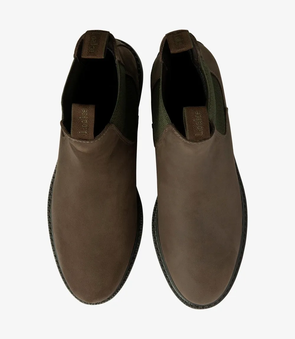 LOAKE DUCKSWORTH BROWN CHELSEA BOOT SLIP ON RUBBER SOLE F-MEDIUM