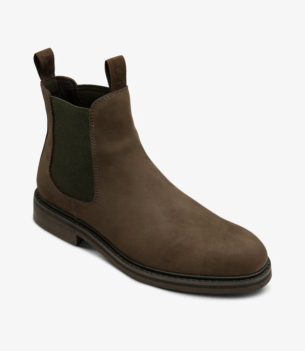 LOAKE DUCKSWORTH BROWN CHELSEA BOOT SLIP ON RUBBER SOLE F-MEDIUM
