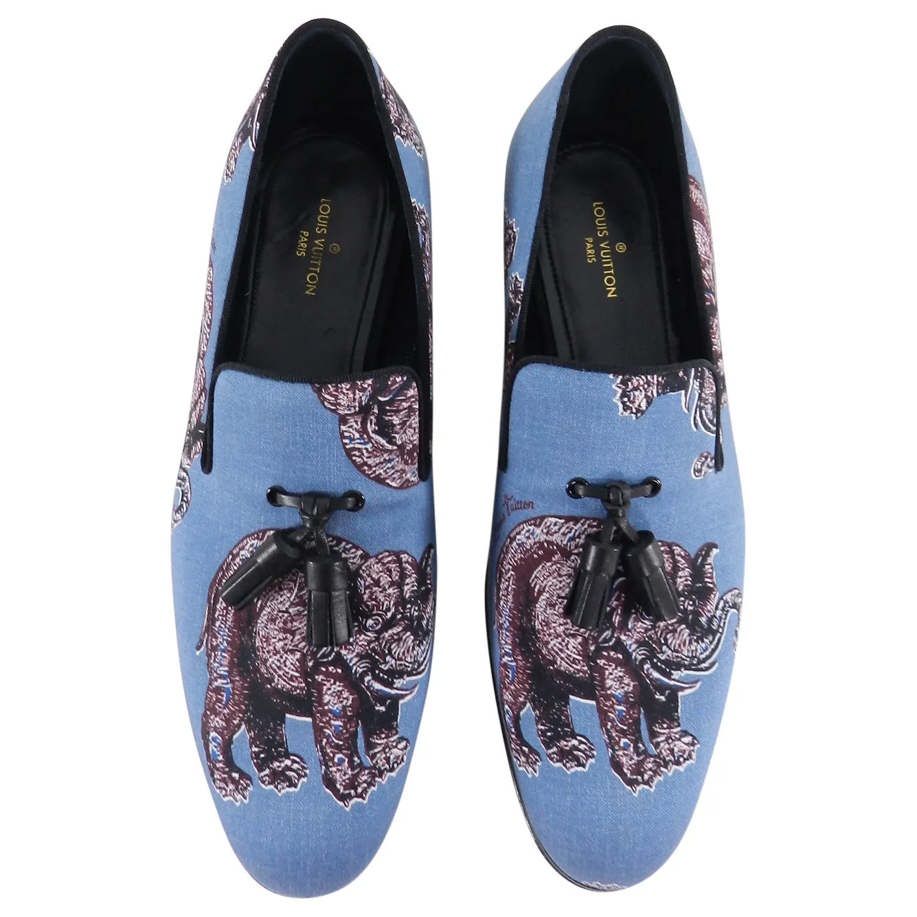 Louis Vuitton x Chapman Brothers Blue Elephant Auteuil Slipper Loafers - 10
