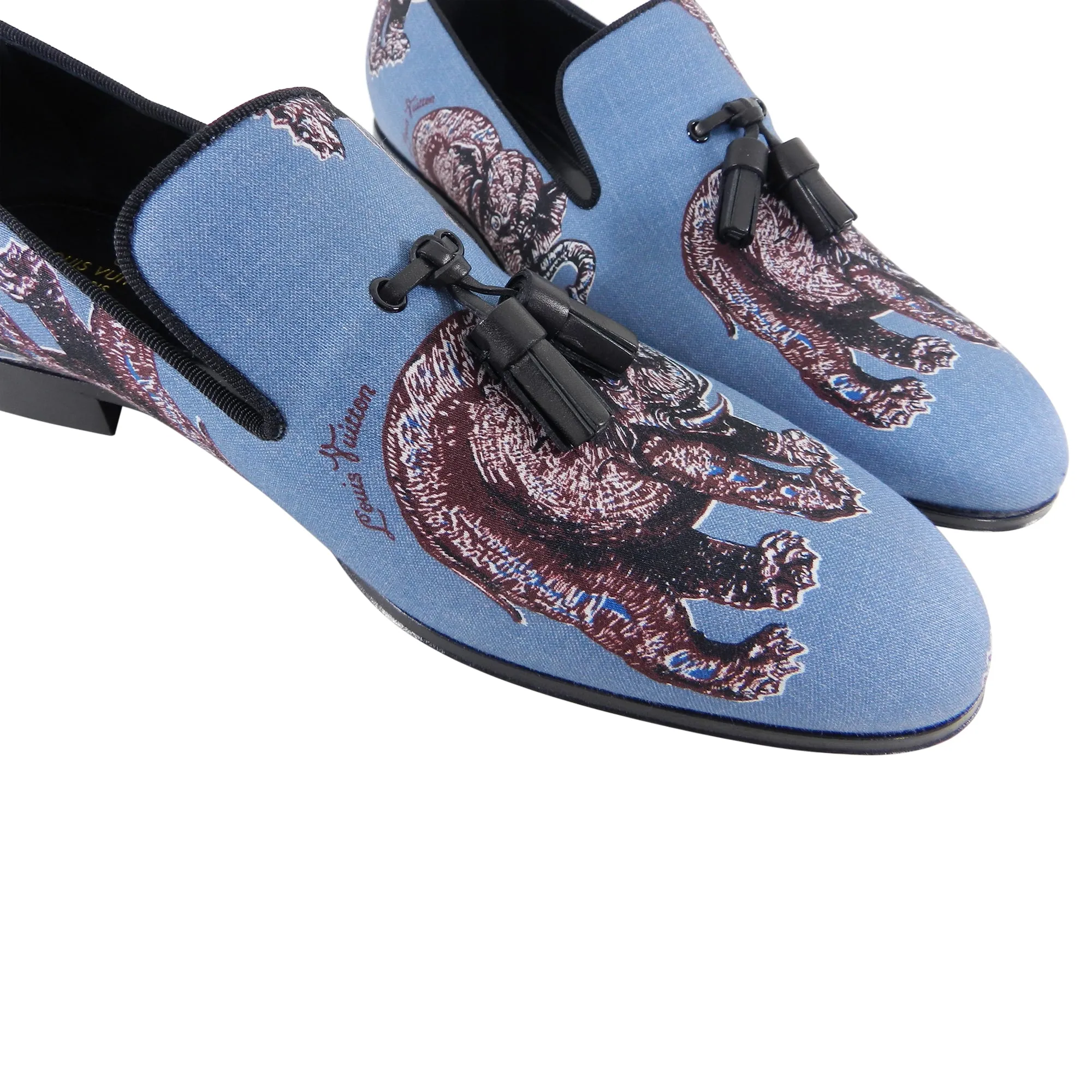 Louis Vuitton x Chapman Brothers Blue Elephant Auteuil Slipper Loafers - 10