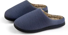 Men House Slippers Memory Foam Slippers for Women Casual Warm House Ladies Woman Indoor Outdoor Non Slip Cozy Men Bedroom Soft Shoes Size Navy Blue