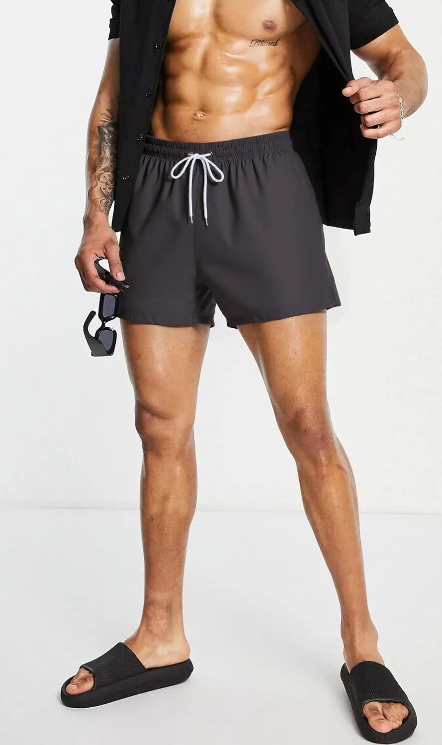 Mens Swim Trunks 5" with Mesh Lining Quick Dry Beach Shorts for Swimming Men Bathing Suit