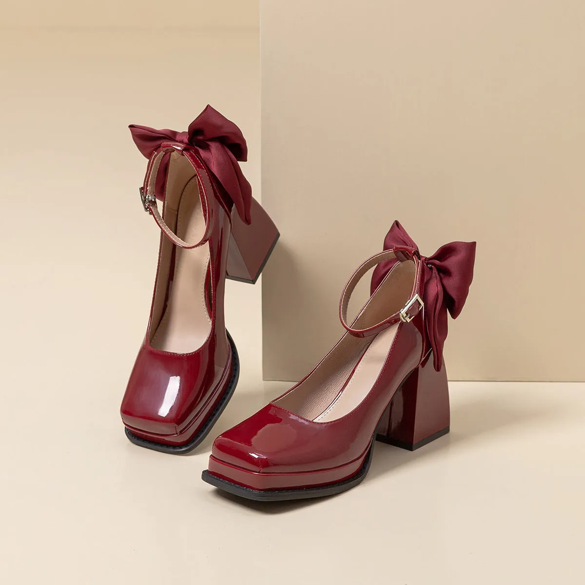 Tillbuy Bow Decor Mary Jane