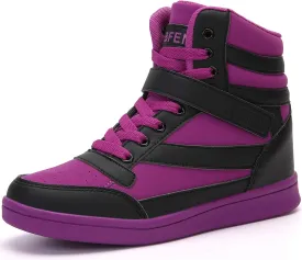 UBFEN Womens High Top Ankle Support Sneakers Vibrant Colour Hidden Wedge Heel Retro 80s Tennis Shoes for Girls Cosplay Removable Insole Backpacking Boots