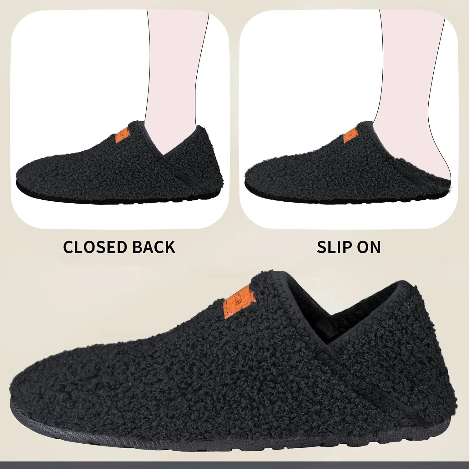 Women's Men's Fuzzy Fur Slippers Casual House Shoes Non Slip Barefoot Slipper Socks Warm Closed Back Indoor Outdoor Shoes
